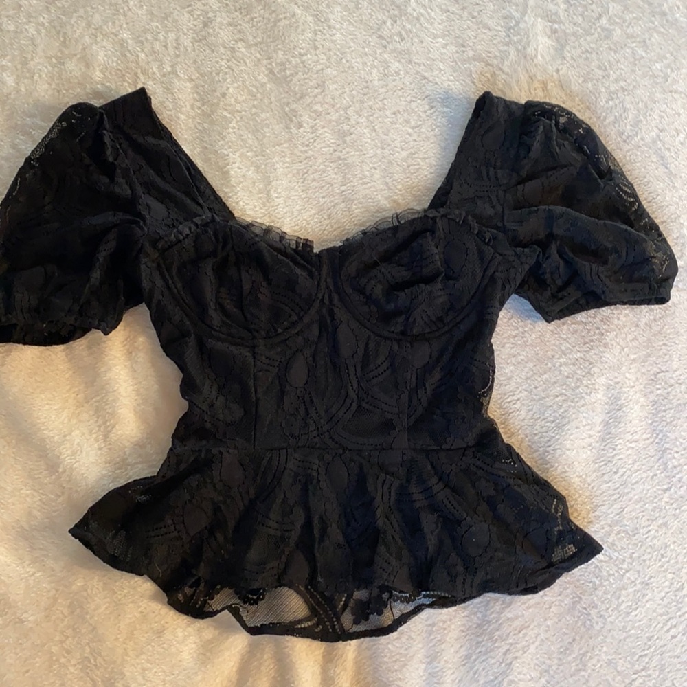 Black lace crop top